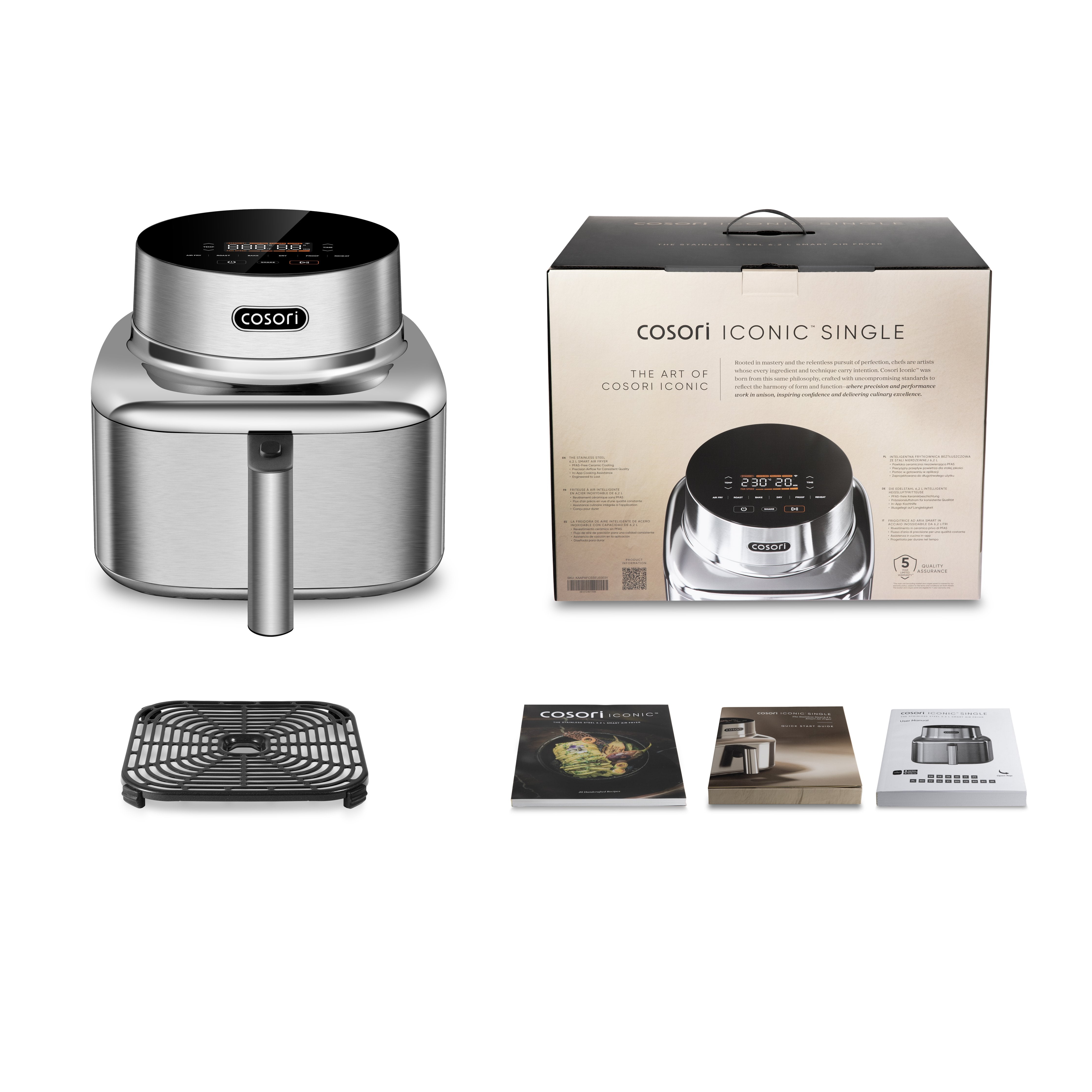 EAN 810123677696 - Cosori ICONIC Single Sencillo 6,2 L Independiente 1725 W Freidora de aire caliente Acero inoxidable imagen 3