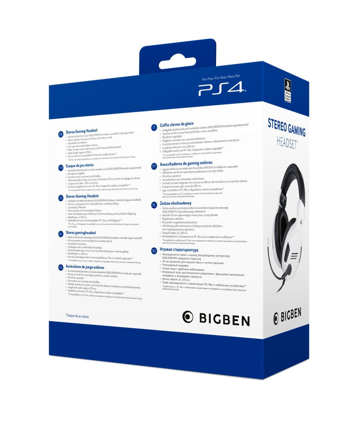 Auriculares  Nacon Ps4ofheadsetv3 Blancos Con Micrófono Blanco