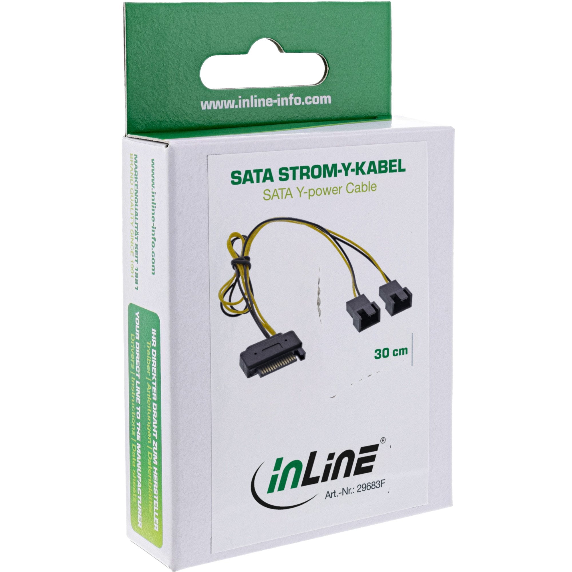 Cable De Alimentación En Y Sata Inline Sata Hembra A 2x Fan 2 Pines Macho 0,30 M