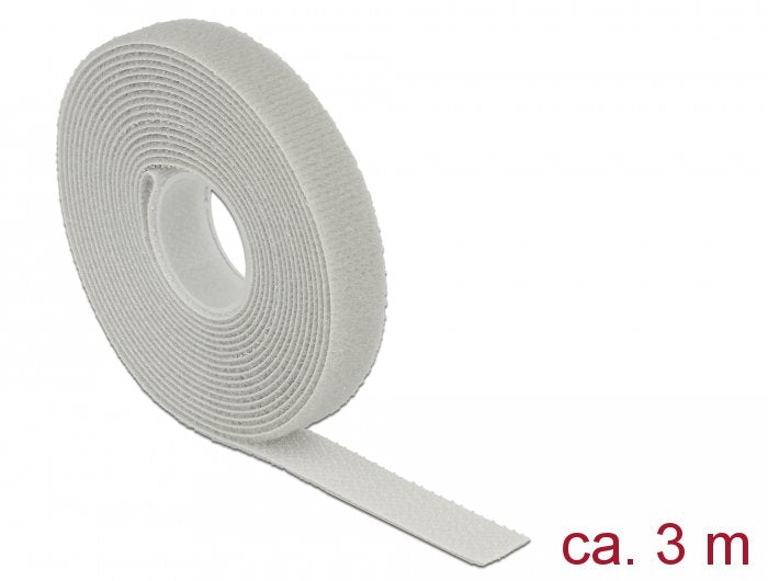 Velcro De Delock En Rollo, 3 Metros X 13 Mm, Corbata De Cable Gris 18275