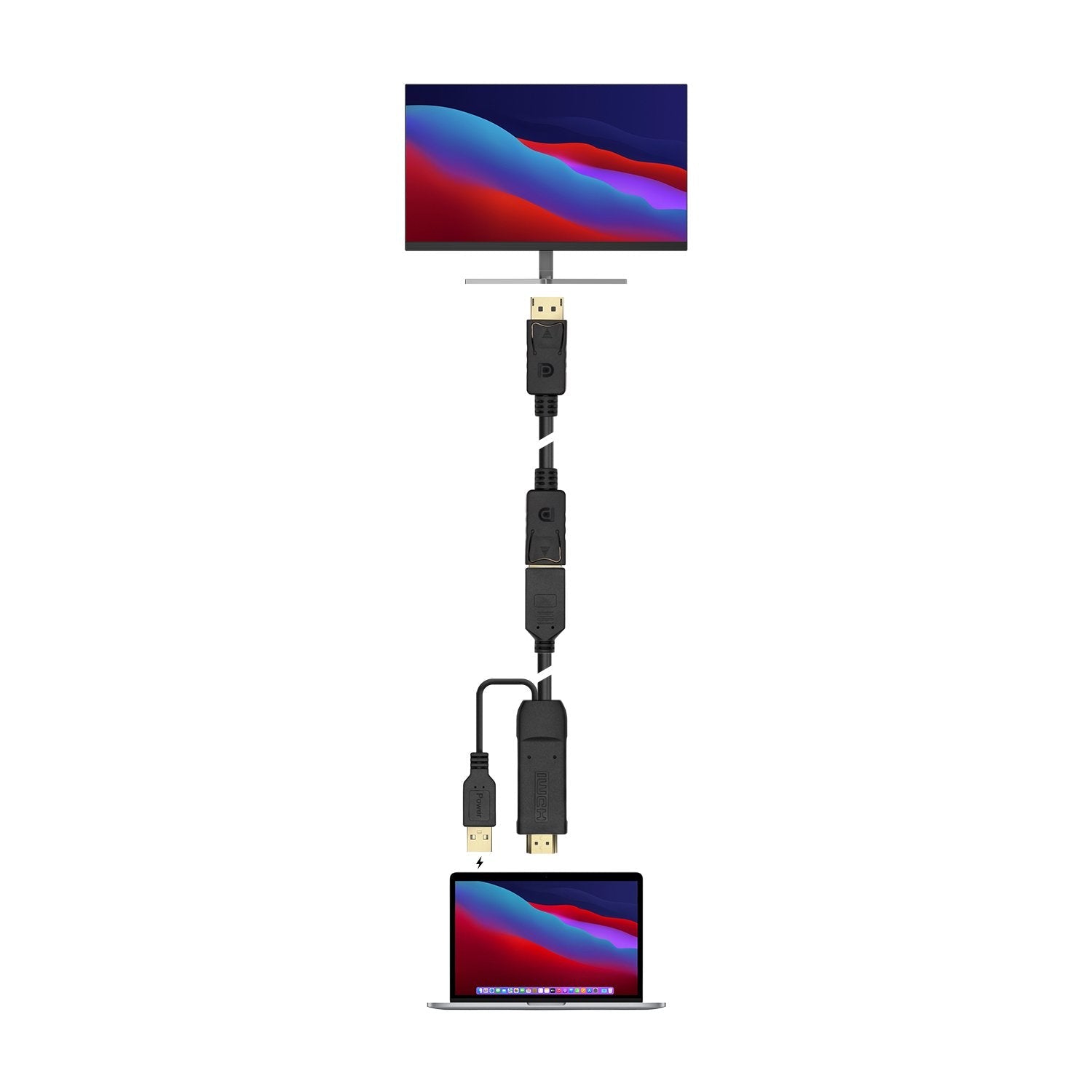 Aisens Conversor Activo Hdmi 2.0 + Usb Alim. A Displayport V1.2 - Hdmi/M-Usb/M-Dp/H - 10cm - Negro