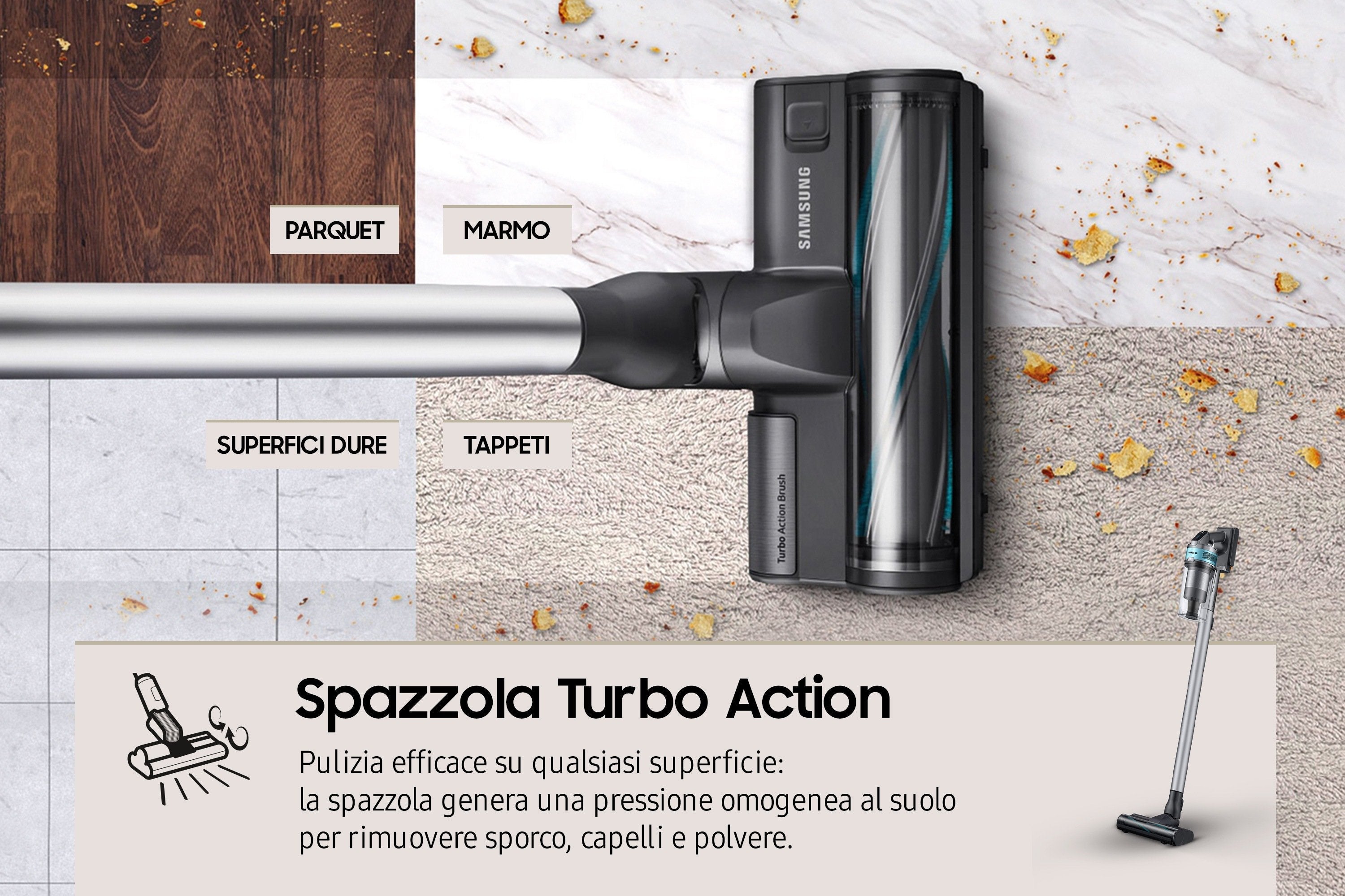 Aspirador Escoba Con Batería Samsung Jet 75b Pet 21.6v Autonomía 210 Min