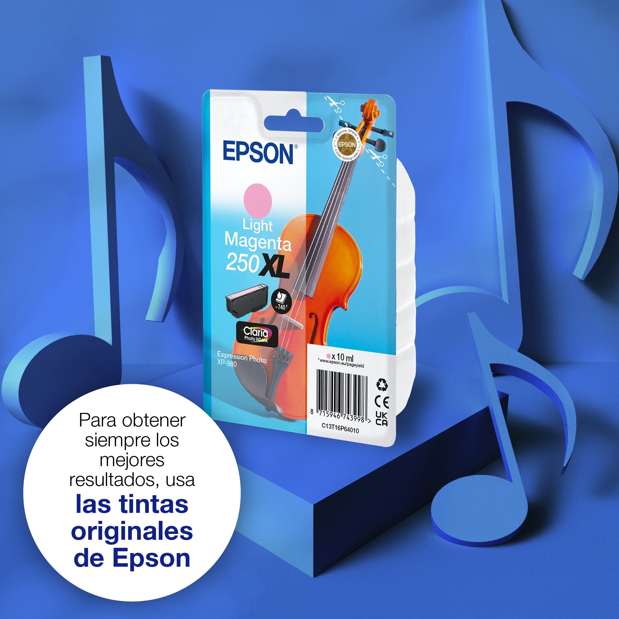 EAN 8715946743998 - Epson 250XL Violin Claria Photo HD cartucho de tinta 1 pieza(s) Original High (L) Yield imagen 3