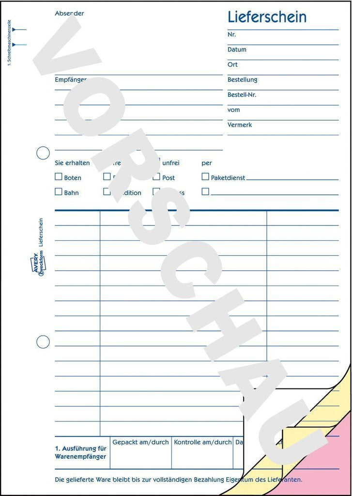 Avery Zweckform Lieferschein - 40 Hoja - A5 (148 X 210 Mm)