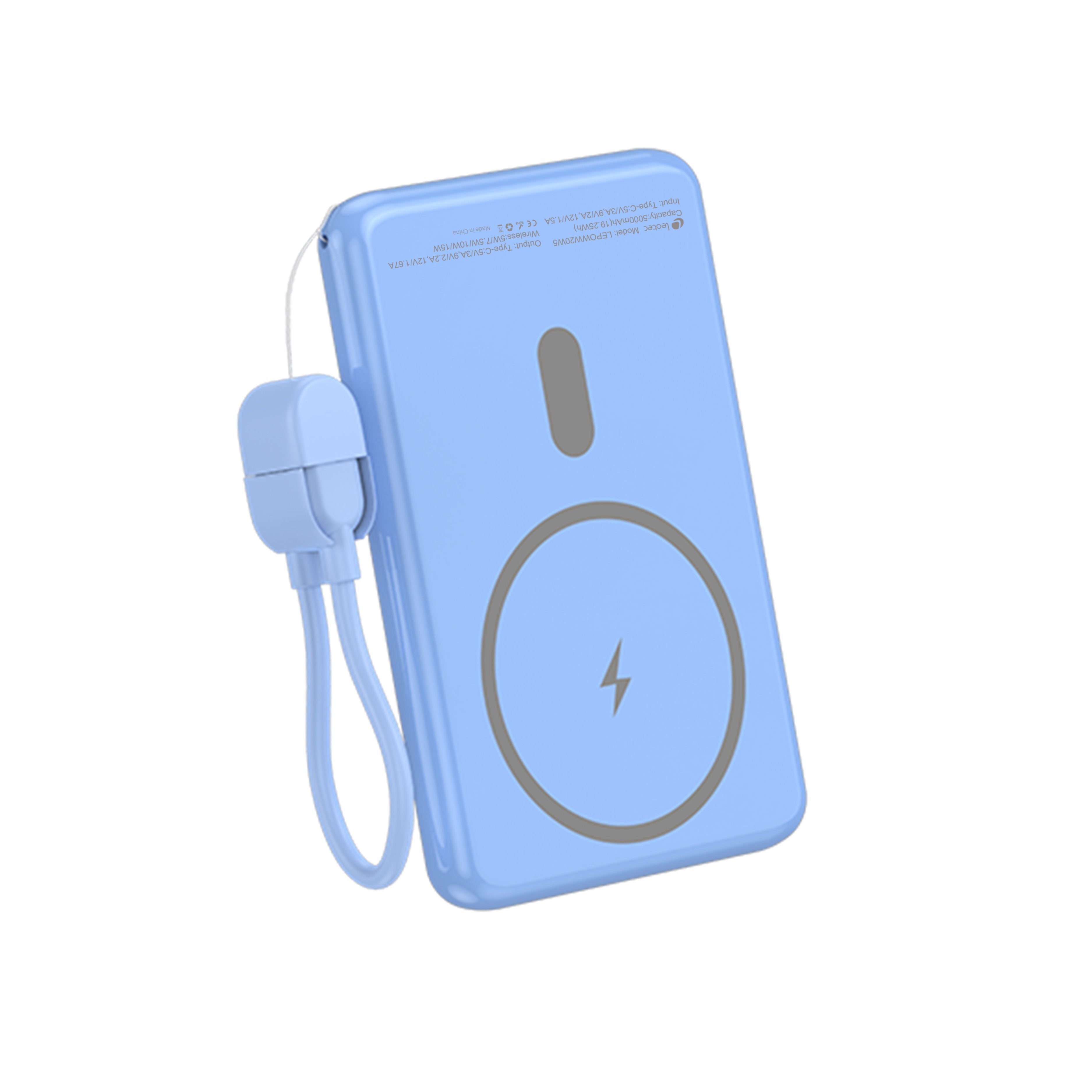 Powerbank 5000mah Leotec Lepoww20w5b 20w Wireless Azul Incluye Cable Usb Tipo-C