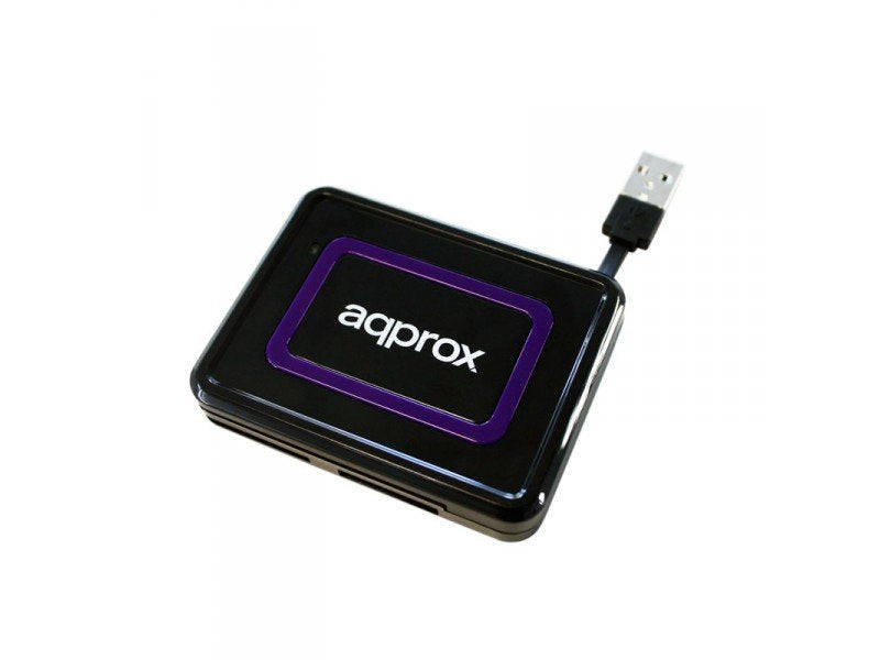 Lector De Tarjetas Externo Approx Dni Y Smart Cards Appcrdnib Compatible Con Tarjetas Sim 7 Ranuras Para S.O. Windows Usb 2.0 Color Negro