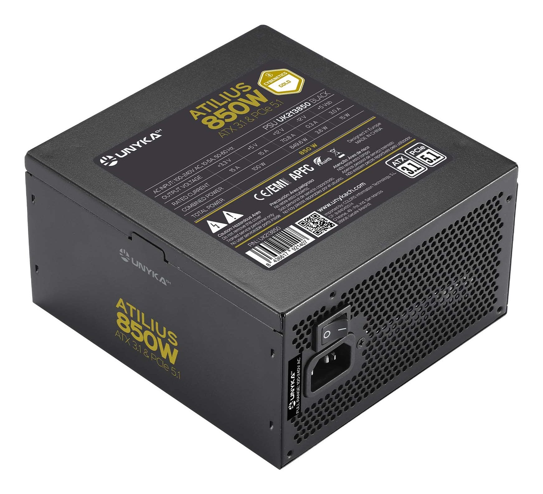 EAN 8436617921407 - UNYKAch UK213850 unidad de fuente de alimentación 18+10 pin ATX Negro imagen 1