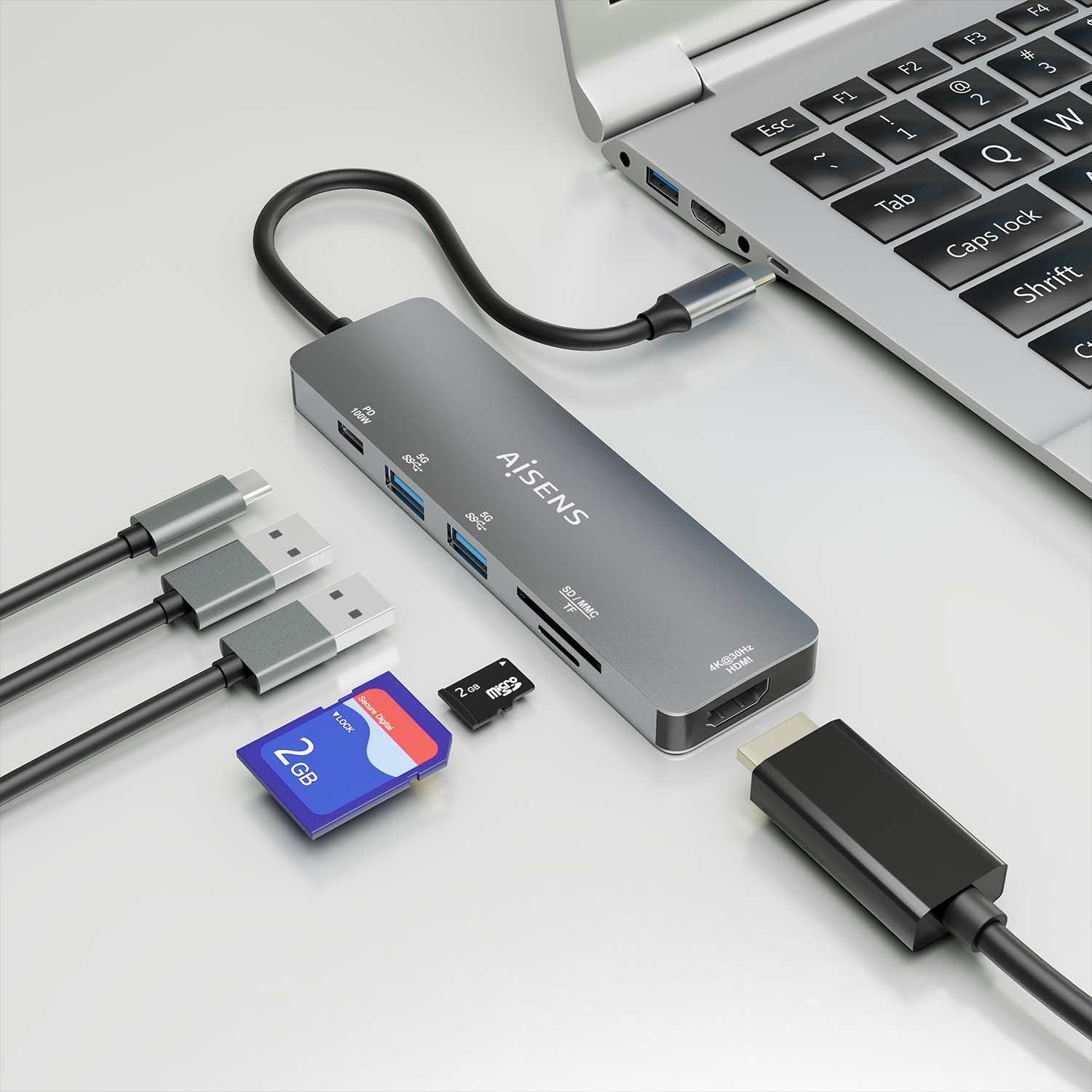 EAN 8436574709964 - AISENS ASUC-6P016-GR base para portátil y replicador de puertos Alámbrico USB 3.2 Gen 1 (3.1 Gen 1) Type- imagen 6