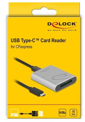 Delock Usb Type-C Card Reader Im Aluminium Gehäuse Für Cfexpress Speicherkarten