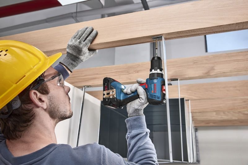 Taladro Percutor Inalámbrico Bosch Professional Gsb 18v-65 Professional Solo, 18 Voltios Azul, Sin Batería Ni Cargador, En L-Boxx 06019n3301