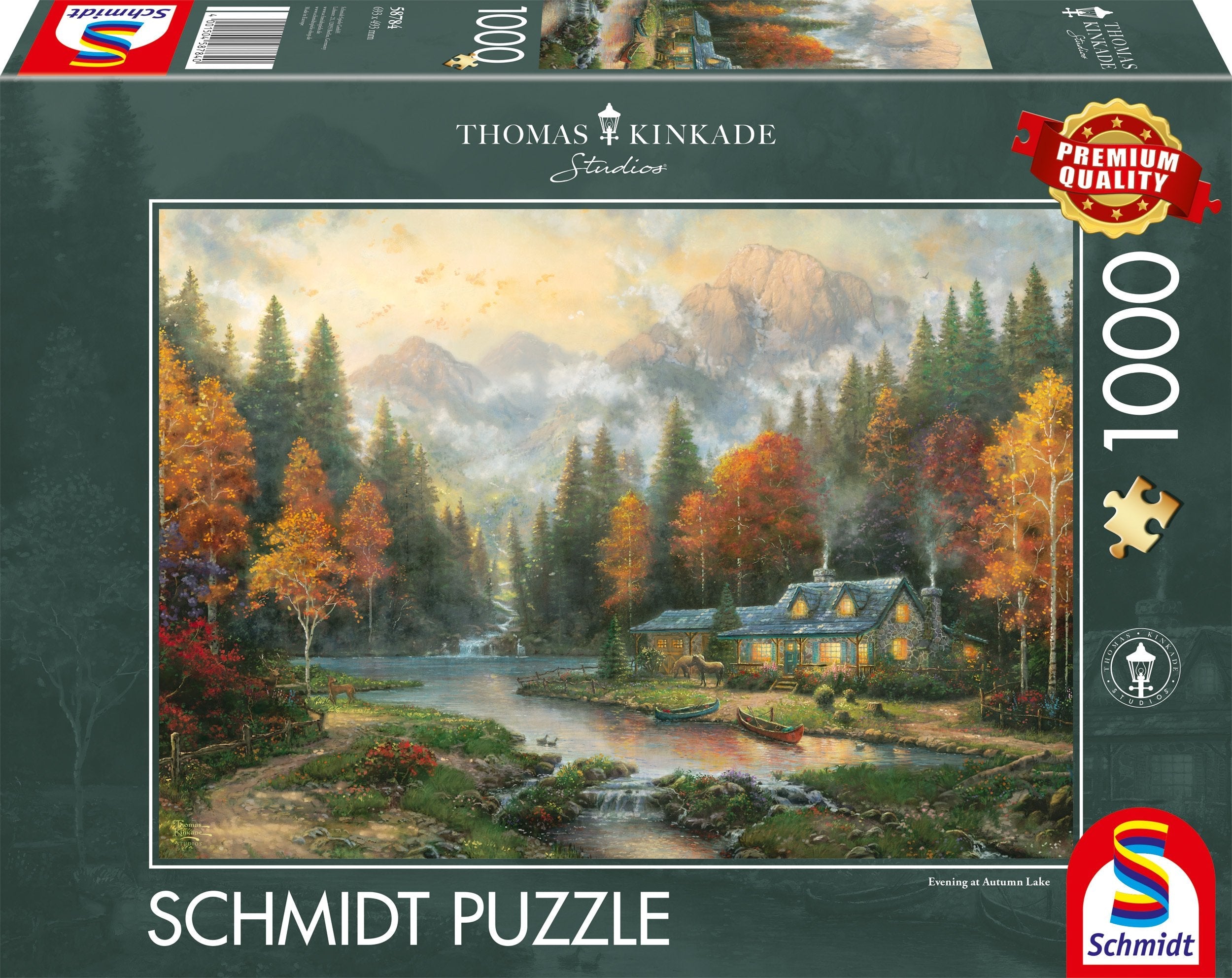 Schmidt Spiele Thomas Kinkade Studios: Noche De Otoño En El Lago, Rompecabezas De 1000 Piezas 58784