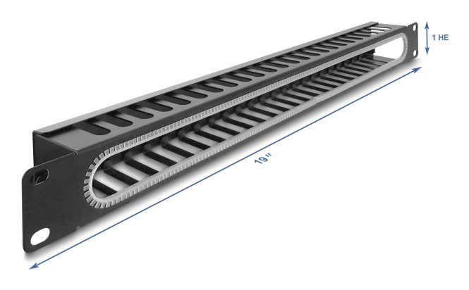 Delock 19? 1 He Cablemanagement Rangierpanel Mit Öffnung Und Kantenschutz Schwarz