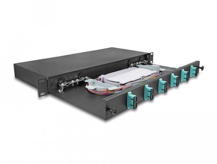Delock 67001 Caja De Empalme De Fibra Óptica De 19? 6 X Sc Duplex Om3 1u Completamente Montada Lista Para Empalmar