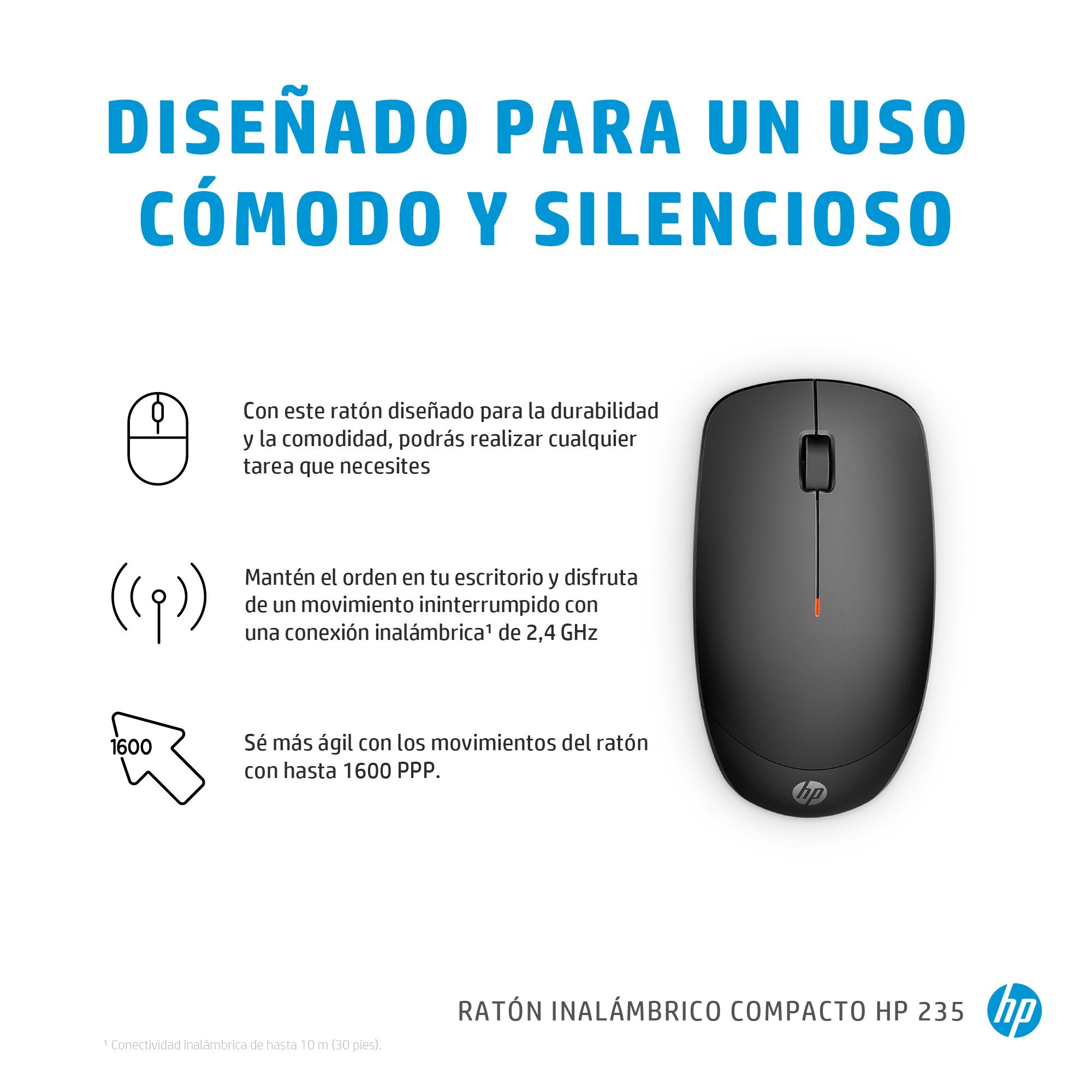 EAN 5715063682432 - HP 235 Slim Wireless Mouse ratón Oficina Ambidextro RF inalámbrico Óptico 1600 DPI imagen 5