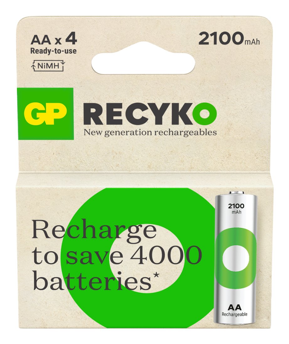 Pilas 1x4 Gp Recyko+ Nimh Rech.Battery Aa 2100mah, Ready To Use