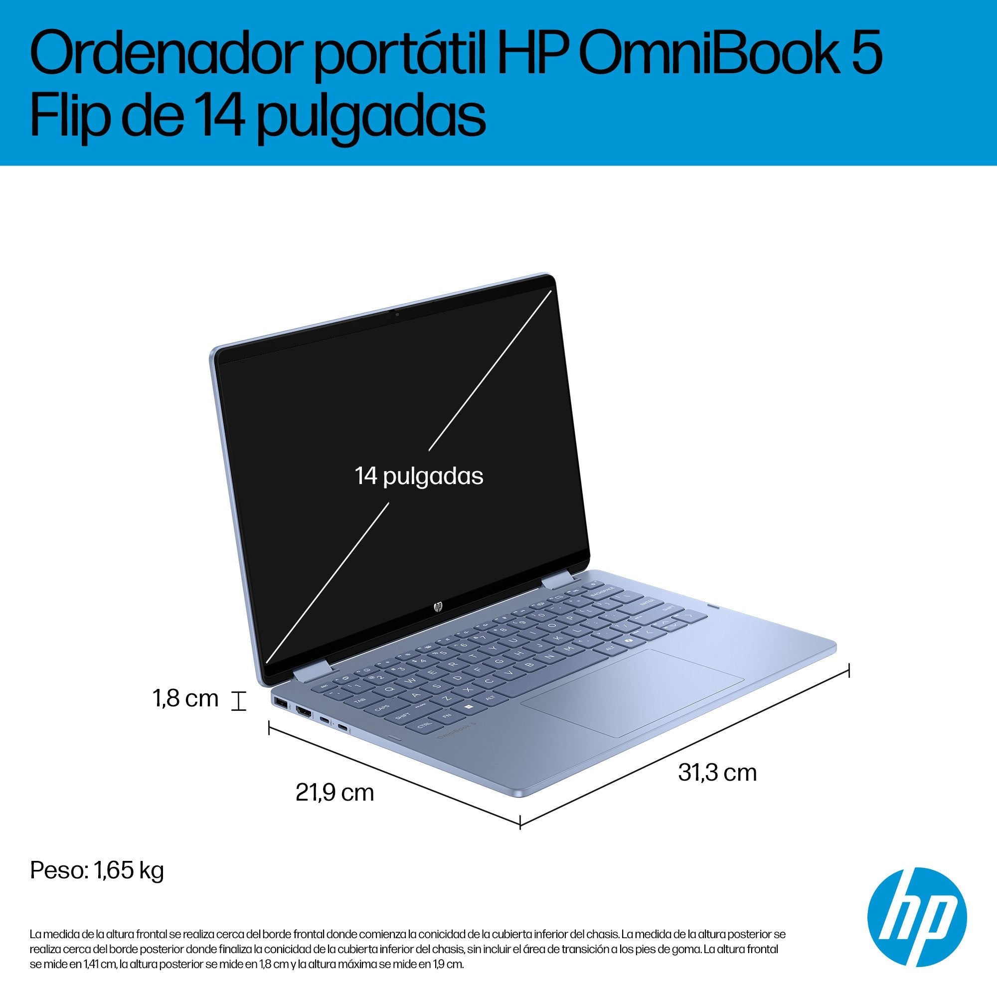 EAN 199251567001 - HP OmniBook 5 Flip 14-fp0022ns Intel Core 7 150U Portátil 35,6 cm (14") Pantalla táctil 2K 16 GB LPDDR5-SD imagen 6