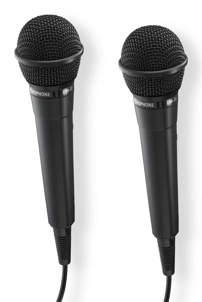 Hama Karaoke Pack De 2 Microfonos Dinamicos - Cable 2.5m - 100hz - Jack 3.5mm - Cardioide - 600 Ohm - 220x53x53mm -