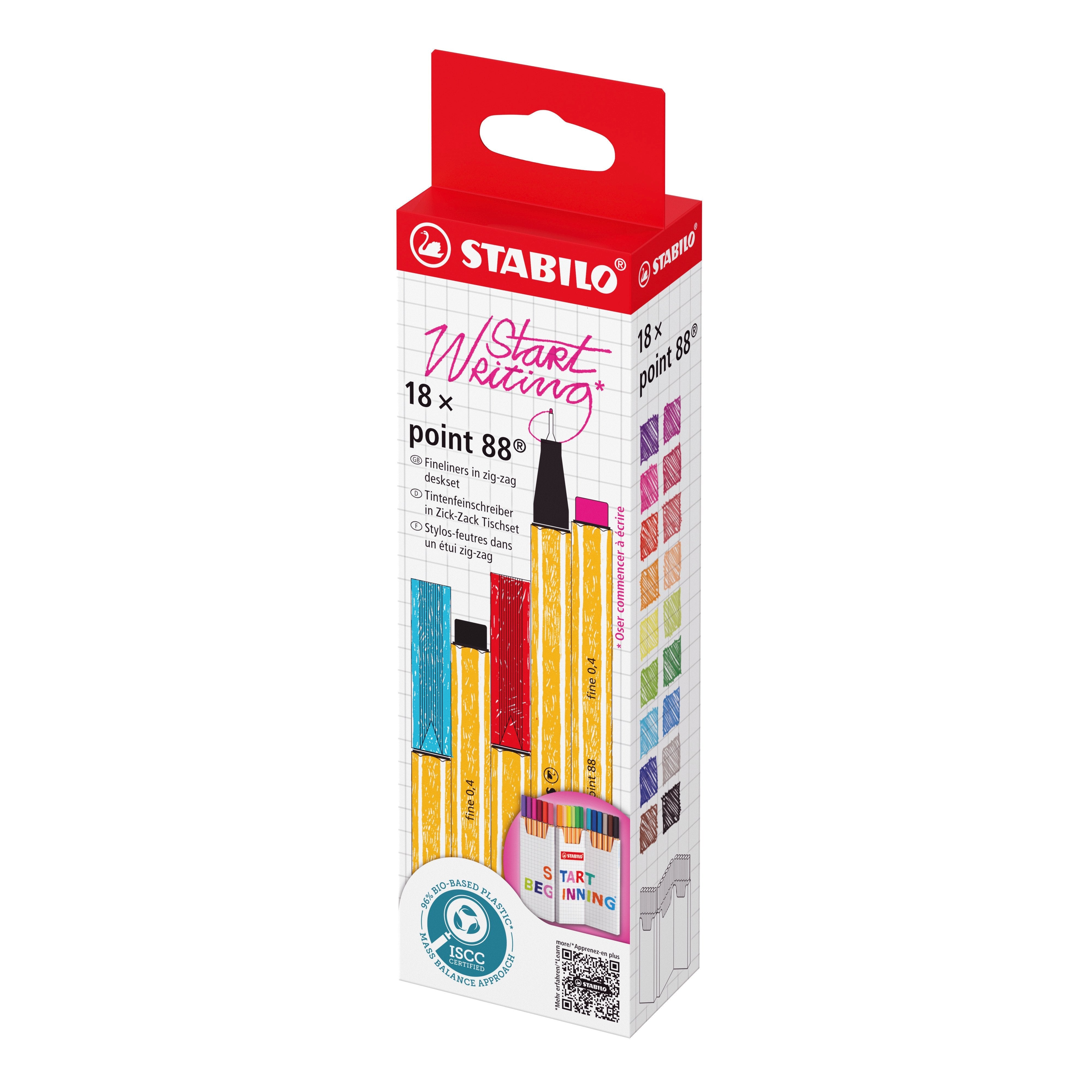 Stabilo Rotulador Point 88 Colores Surtidos Estuche En Zig Zag 18 Ud