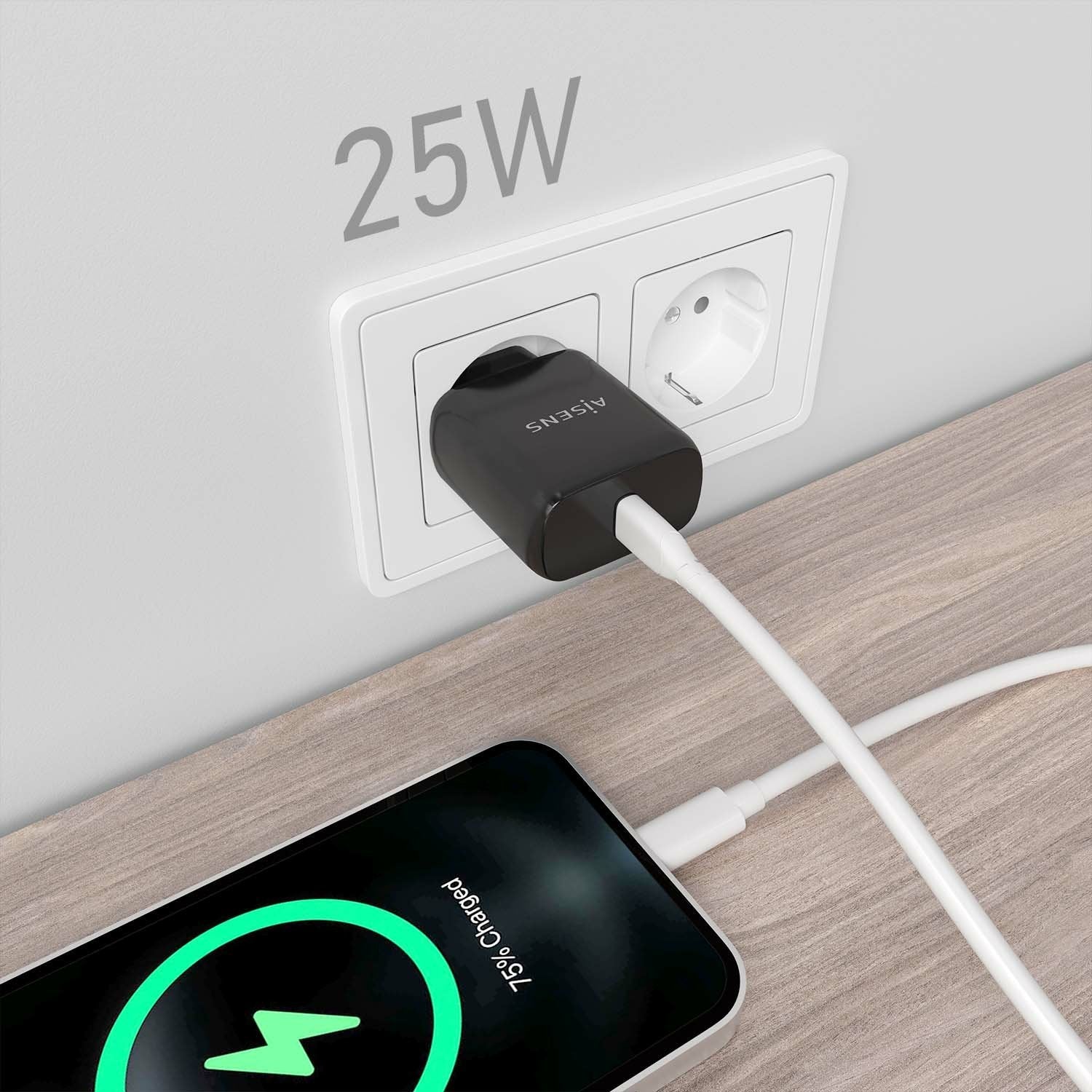Aisens Cargador Usb-C Pd3.0 1 Puerto 1xusb-C 25w - Negro
