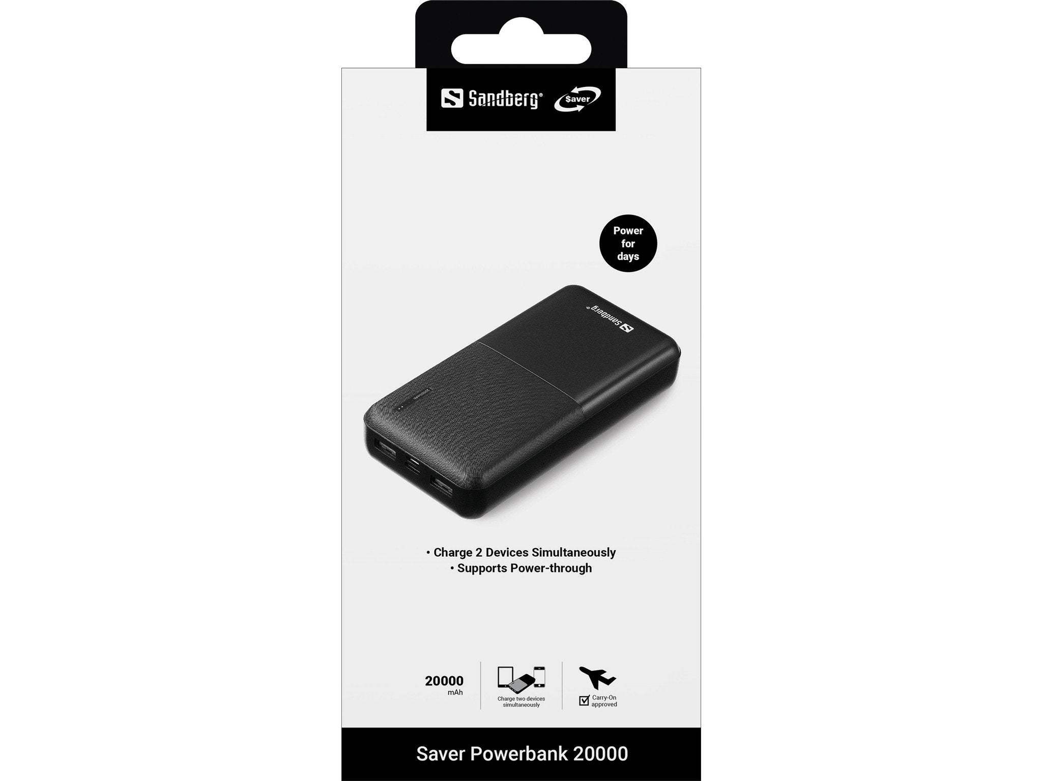 EAN 5705730320422 - Sandberg 320-42 batería externa Polímero de litio 20000 mAh Negro imagen 2