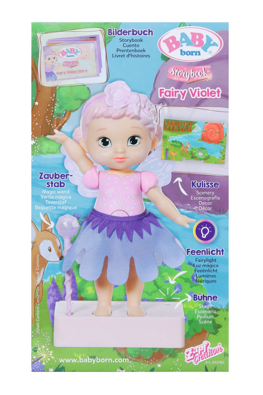 Muñeca Zapf Creation Baby Born® Storybook Fairy Violet 18cm, 833780