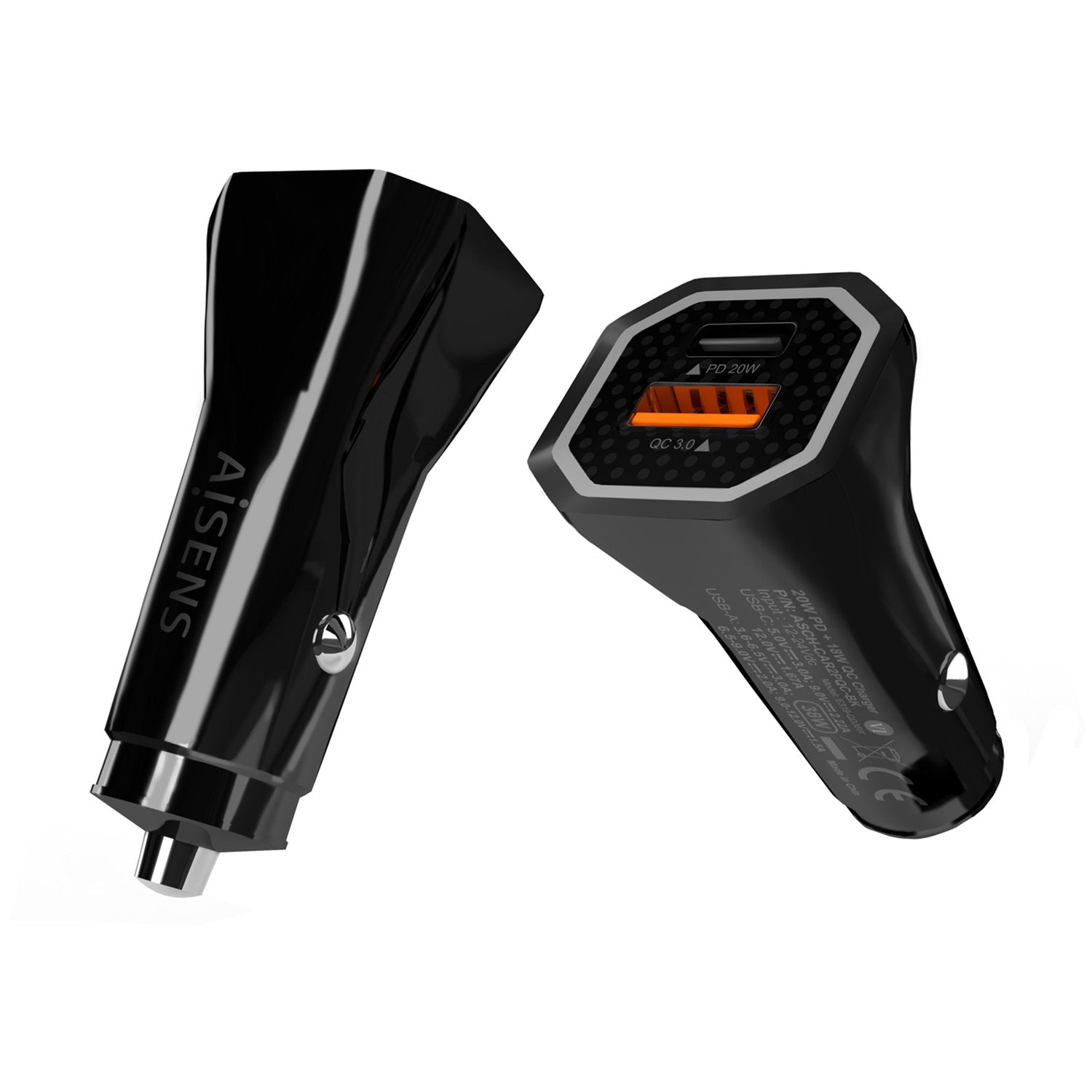EAN 8436574708028 - AISENS ASCH-CAR2PQC-BK cargador de dispositivo móvil Universal Encendedor de cigarrillos Carga rápida Aut imagen 2