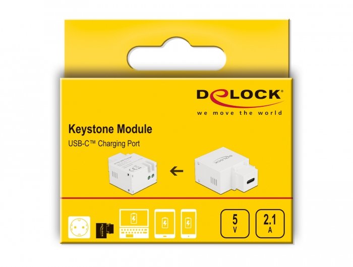 Delock Keymone Modul Con Usb Type-C Ladehchse 2,1 A Blanco