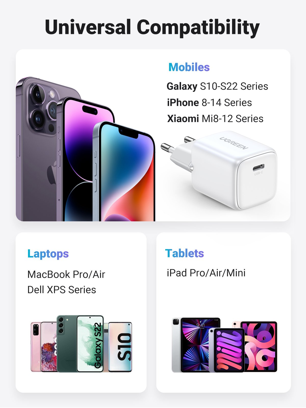 EAN 6941876213269 - Ugreen Nexode Mini 30W PD GaN Tech Charger White Auriculares, Teléfono móvil, Ratón, Batería portátil, Ta imagen 9