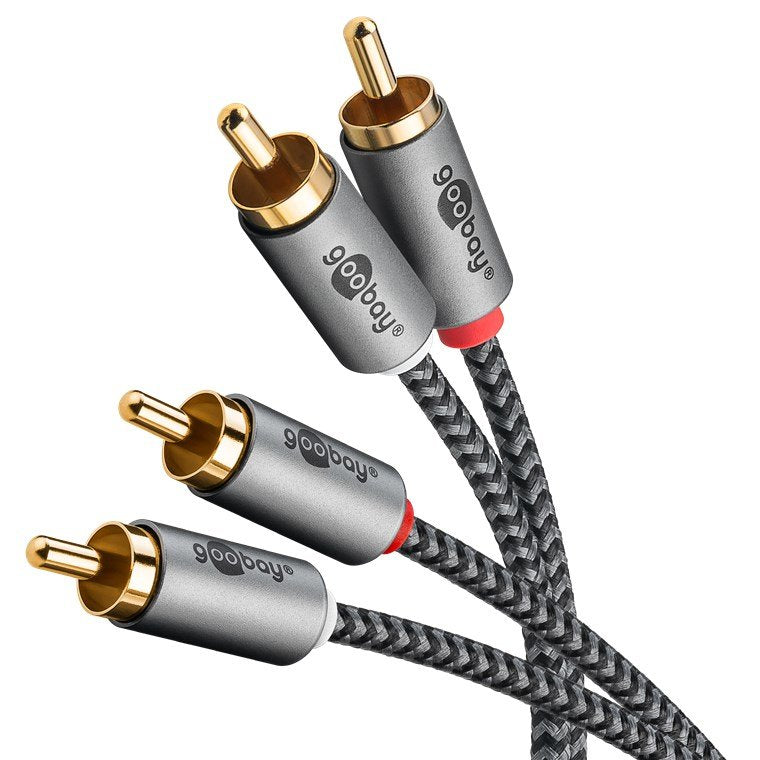 Goobay Más Cable De Cable Cinch Estereo Negro/Plateado, 5 Metros 65295