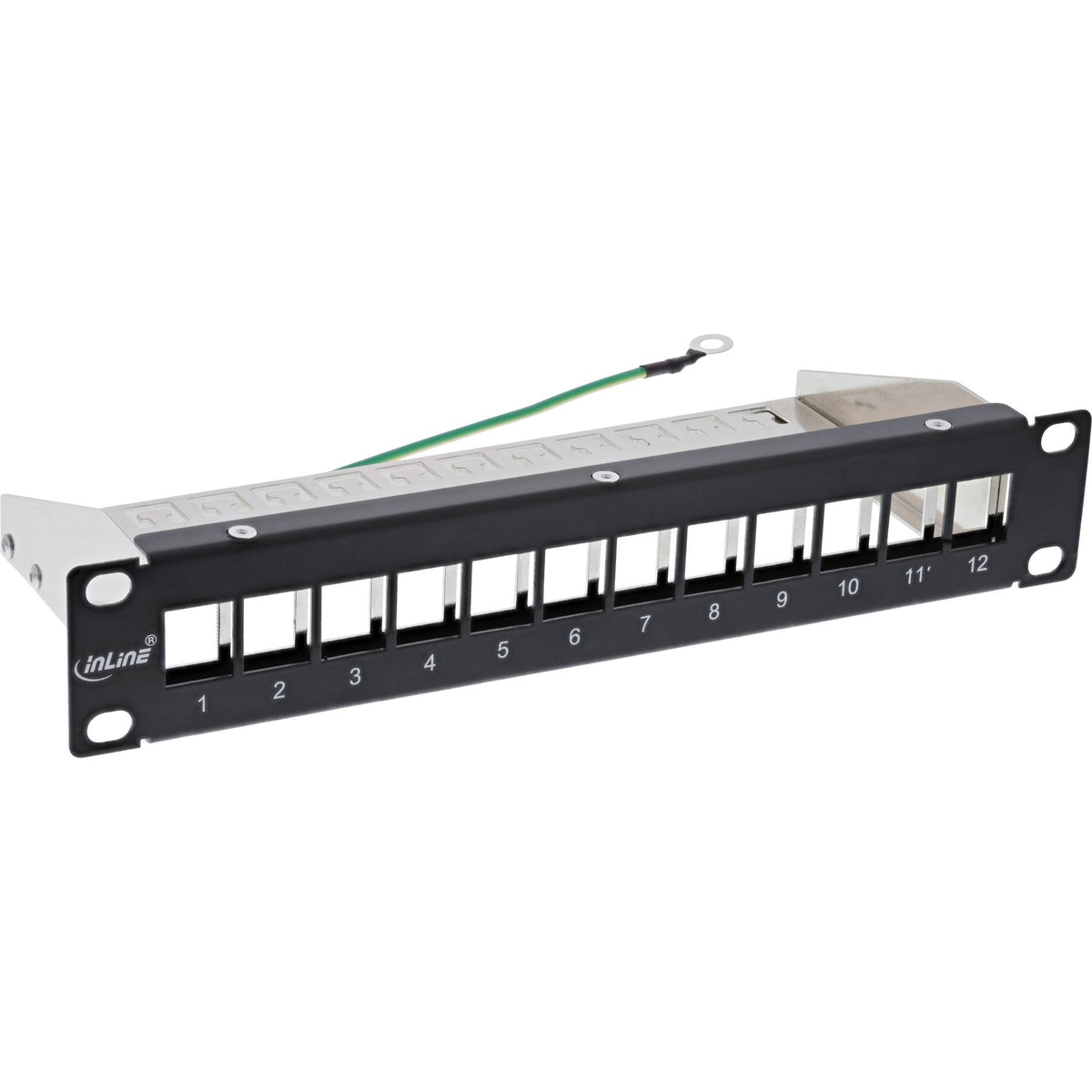 Patchpanel Inline De 10" Panel Vacío De 12 Vías, Para Módulos Keystone, 1u, Ral 9005 Negro
