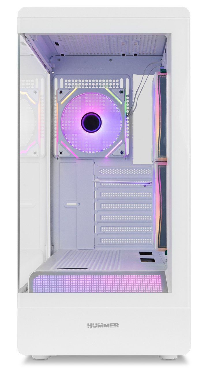 Caja Nox Semitorre Frameless Hummer Signal Argb Blanca Usb Type C