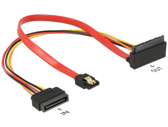 Cable Delock Sata 6 Gb S 7 Pin Buchse + Sata 15 Pin Strom Stecker > Sata 22 Pin Buchse Oben Gewinkelt Metall 30 Cm