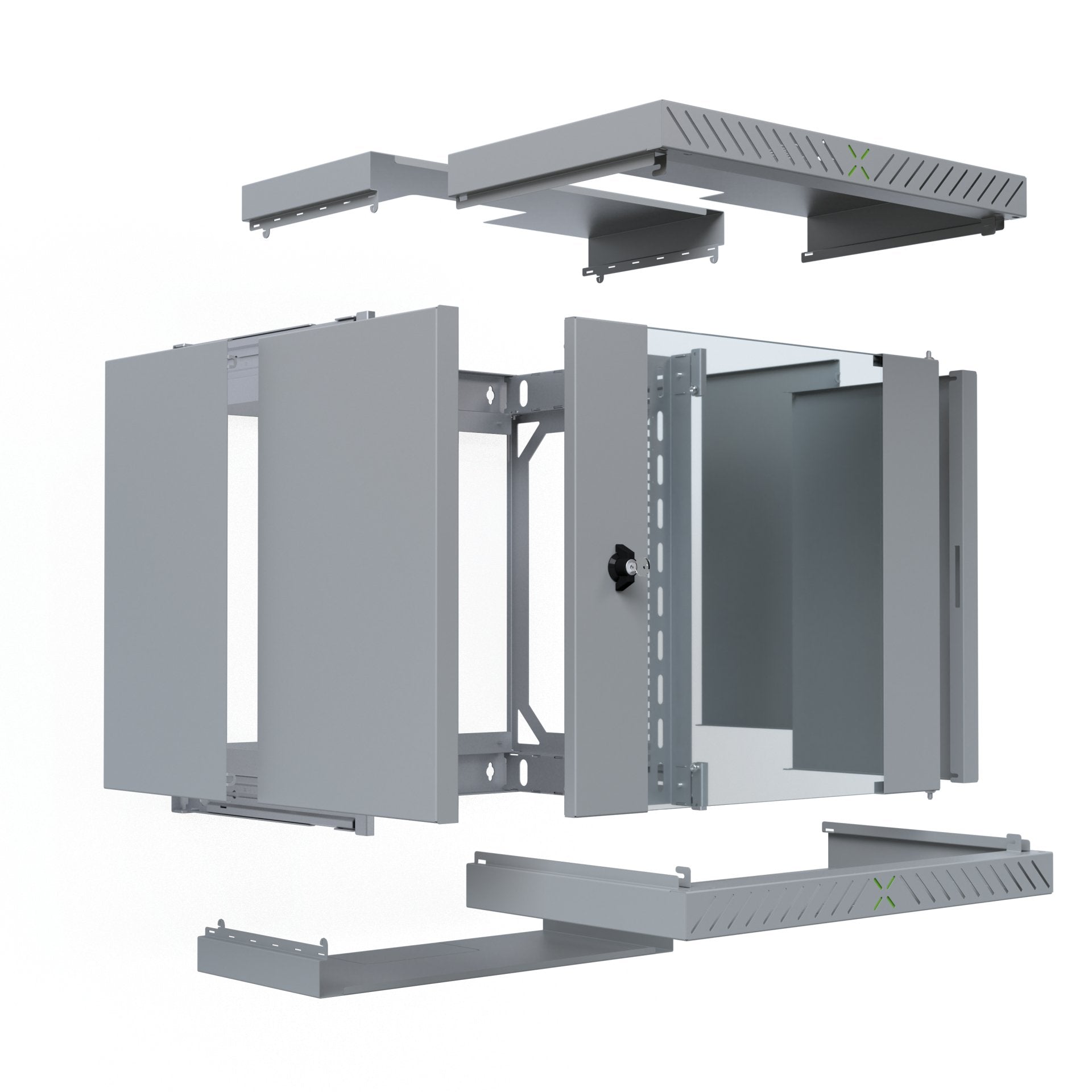 19" Wandgehäuse X-Rack Mit Glastür 400-600mm 12he Grau
