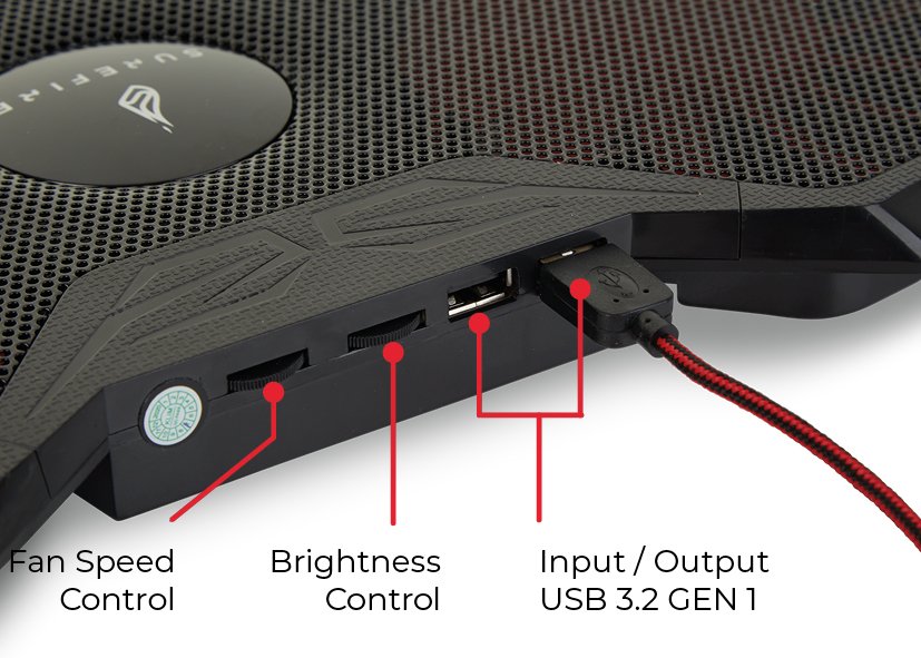 Verbatim Soporte Para Portatil Surefire Bora Gaming Laptop Cooling Pad Red