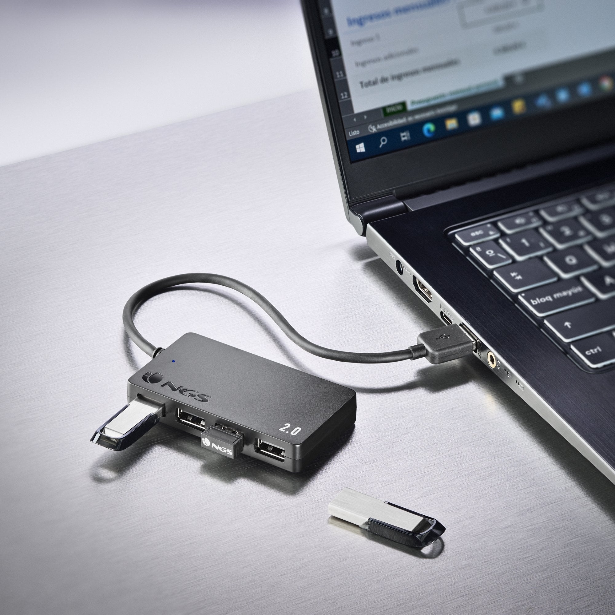 Ngs Ihub4 Tiny Hub Usb 2.0 - 4 Puertos Usb 2.0 - Velocidad Hasta 480mbps