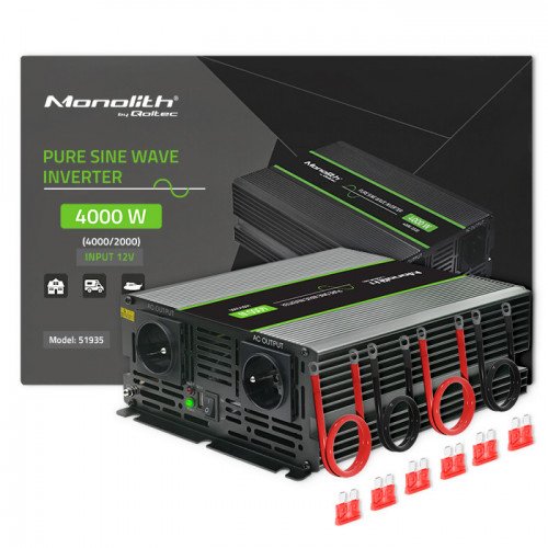 EAN 5901878519357 - Qoltec Monolith adaptador e inversor de corriente Auto 4000 W Negro imagen 2
