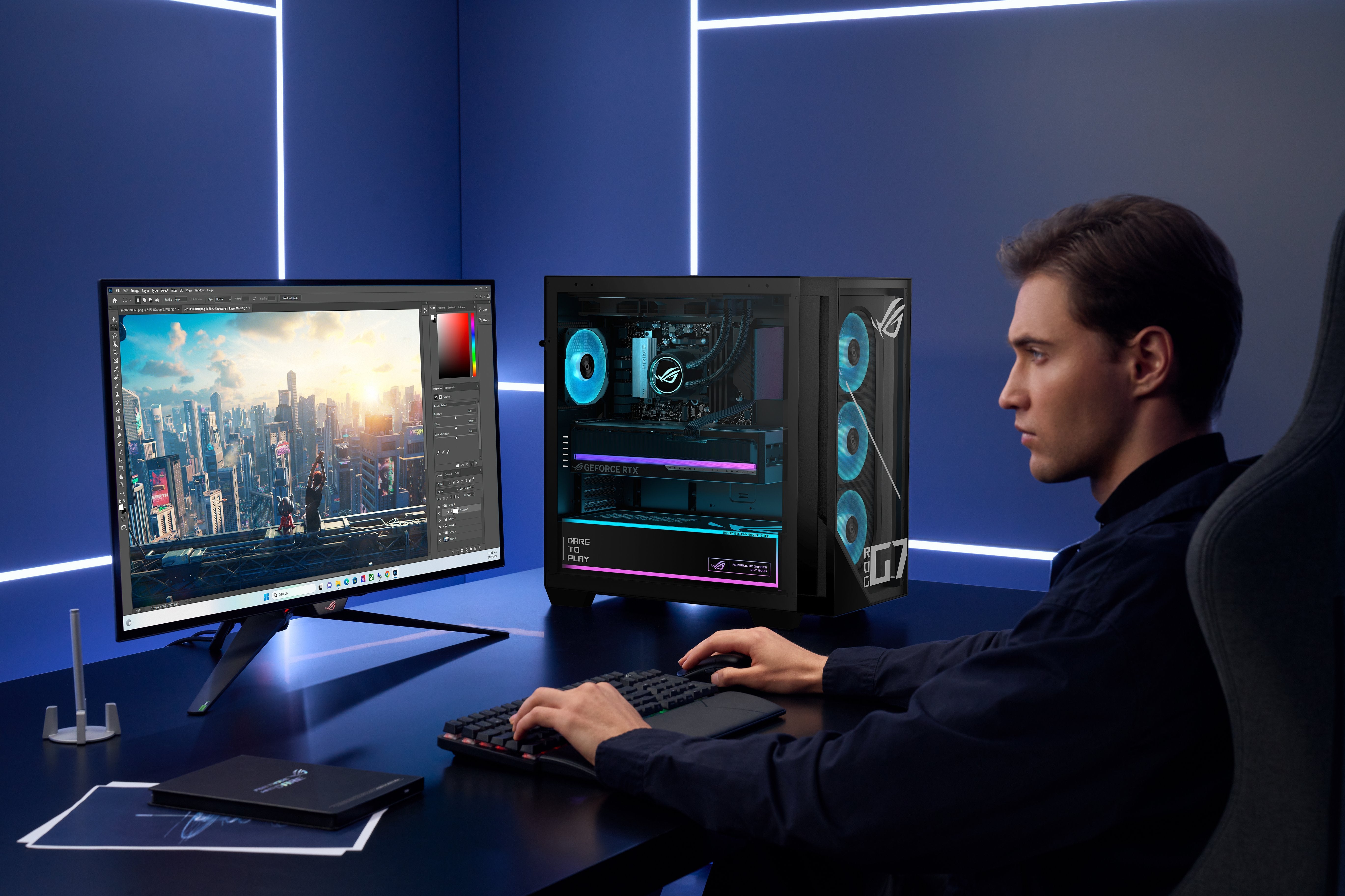 Asus Rog Gm700 Gm700tz-R9800x283w Ryz7-9800x 3d 32gb 2tbssd Rx9070xt W11 Home