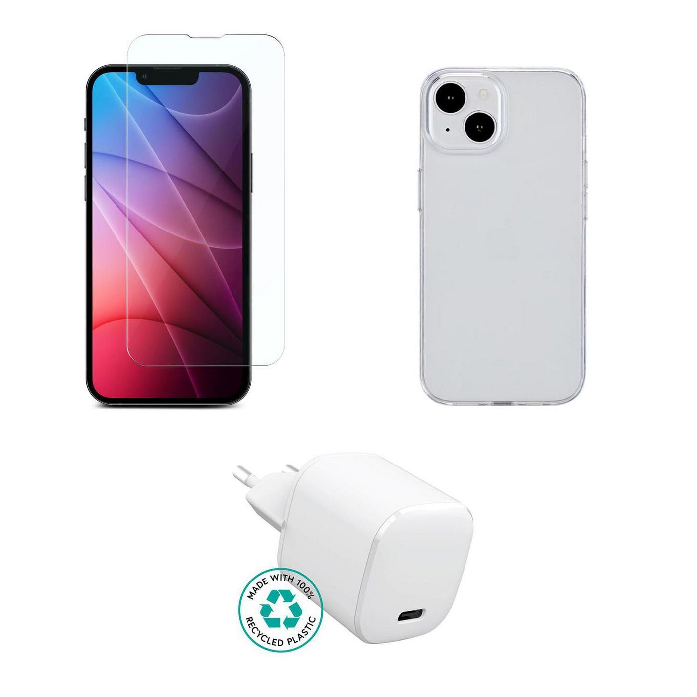 Kit For Iphone 16 Pro.  Charger, Cover, Glass. Brown