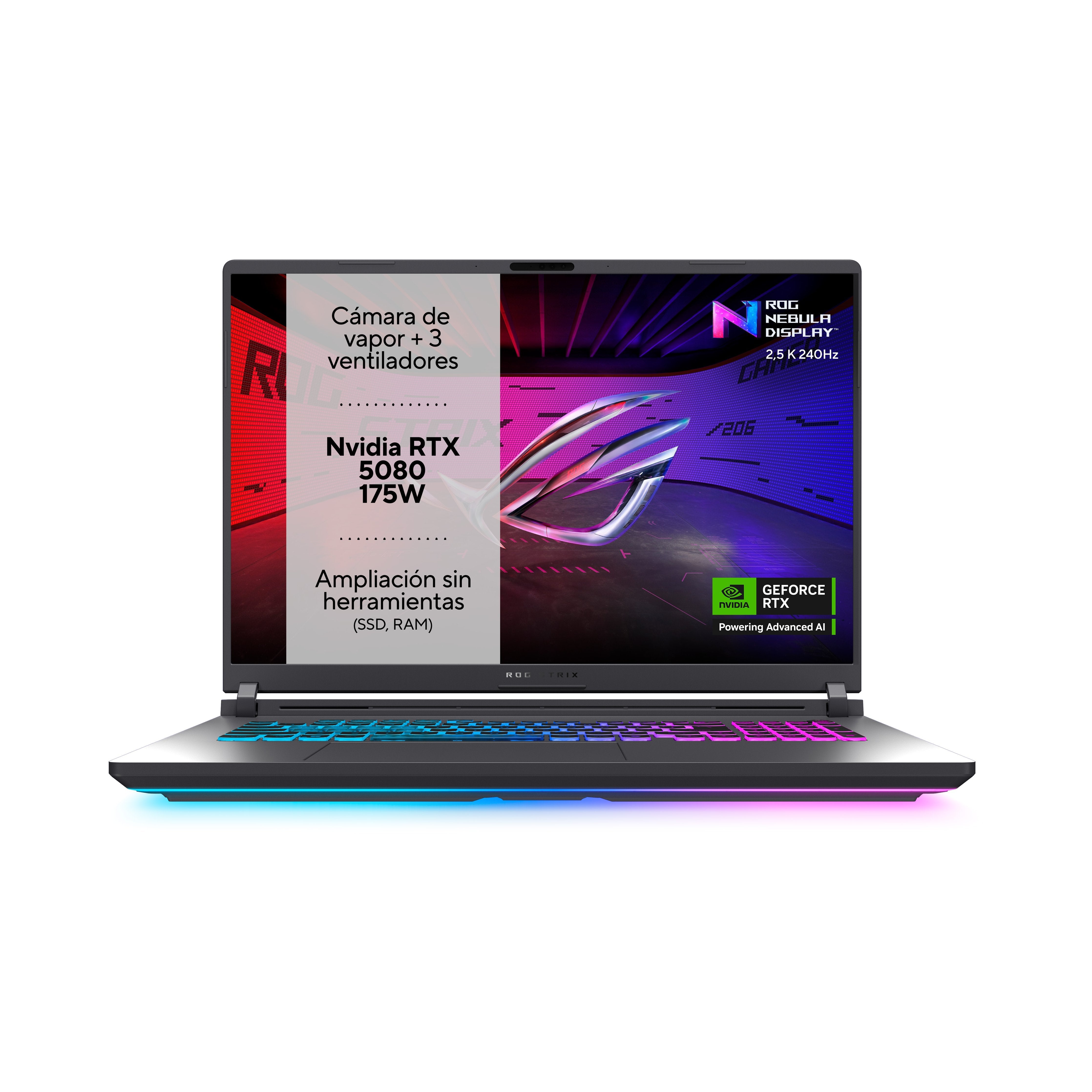Asus Rog Strix G18 G815lw-S9046 - Ordenador Portátil Gaming De 18" Wqxga 240hz (Core Ultra 9 275hx, 32gb Ram, 1tb Ssd, Rtx 5080 16gb, Sin Sistema Operativo) Gris Eclipse - Teclado Qwerty Español