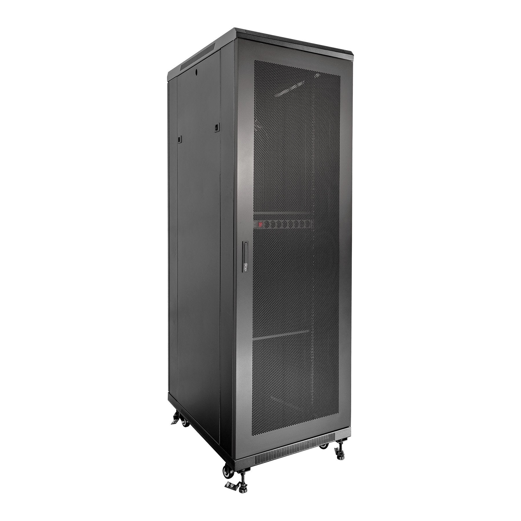 Armario De Suelo 19 Aiten Data 37u Ai6637 600 X 600 X 1780 2cl 4r Mo Color Negro Puerta De Cristal Templado Puerta Trasera Perforada