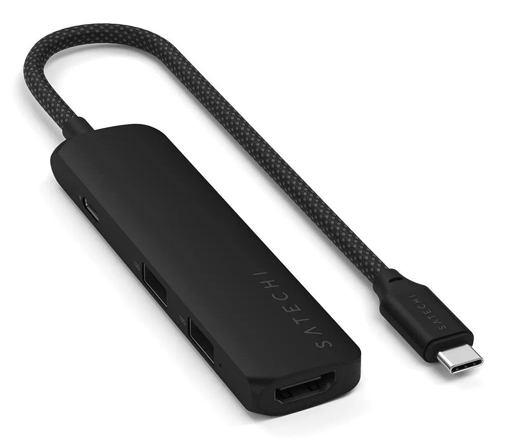 Satechi 4-W-1 Usb-C Slim Multiport 4k Usb-C (Usb-C, 4k Hdmi, 2x Usb-A) (Negro)