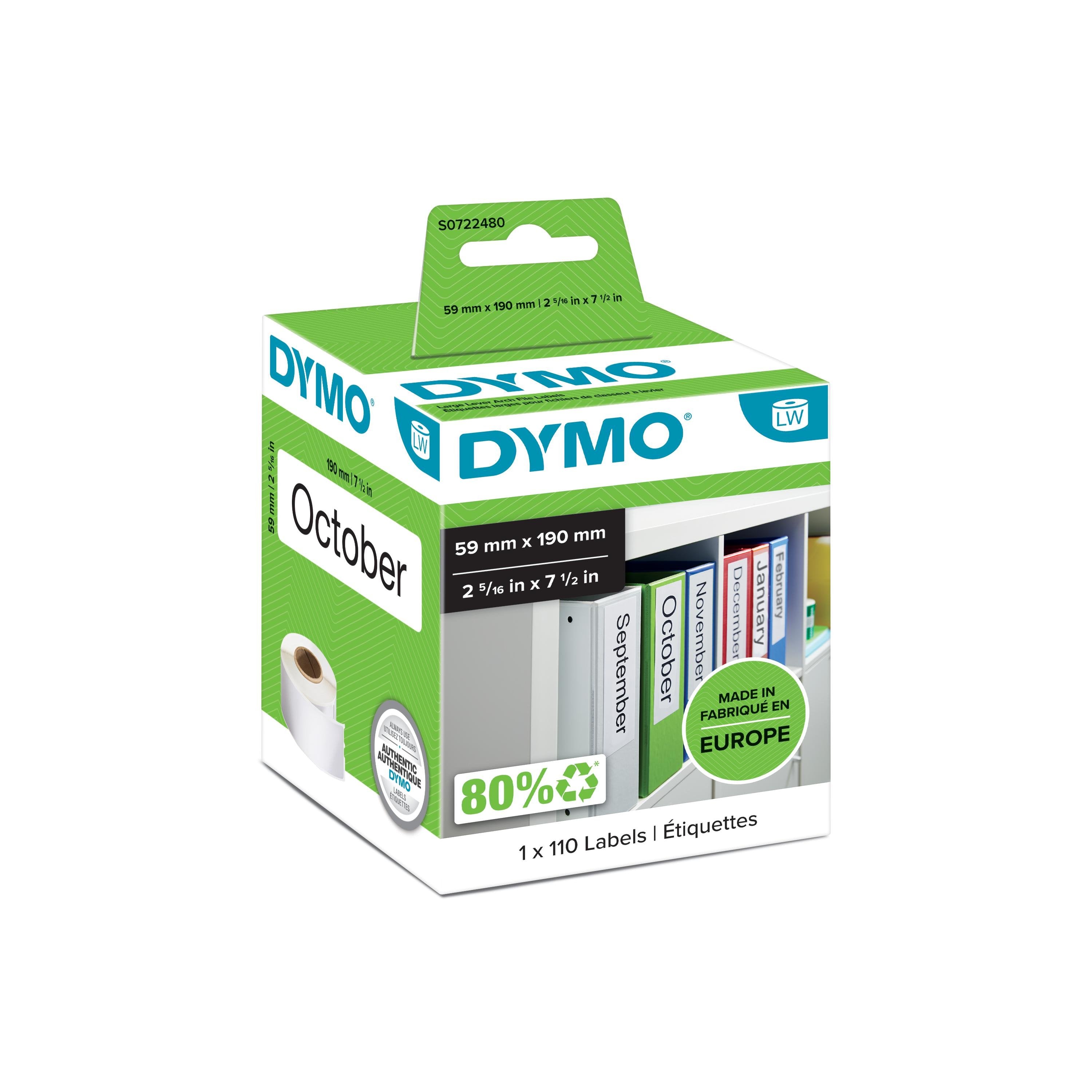 EAN 5411313990196 - DYMO LW - Large Lever Arch File Labels - 59 x 190 mm - S0722480 Blanco Etiqueta para impresora autoadhesi imagen 1