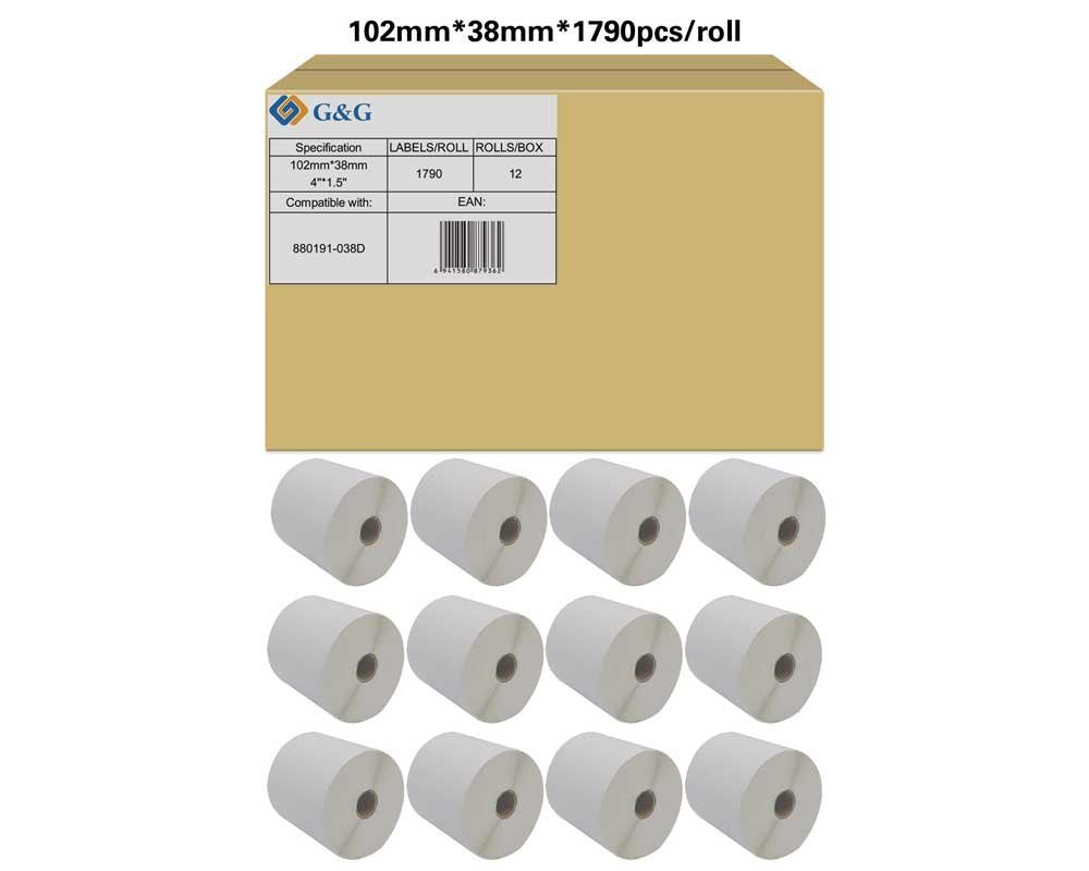 G&G 12x Etikettenrollen Compatible Con Zebra 880191-038d