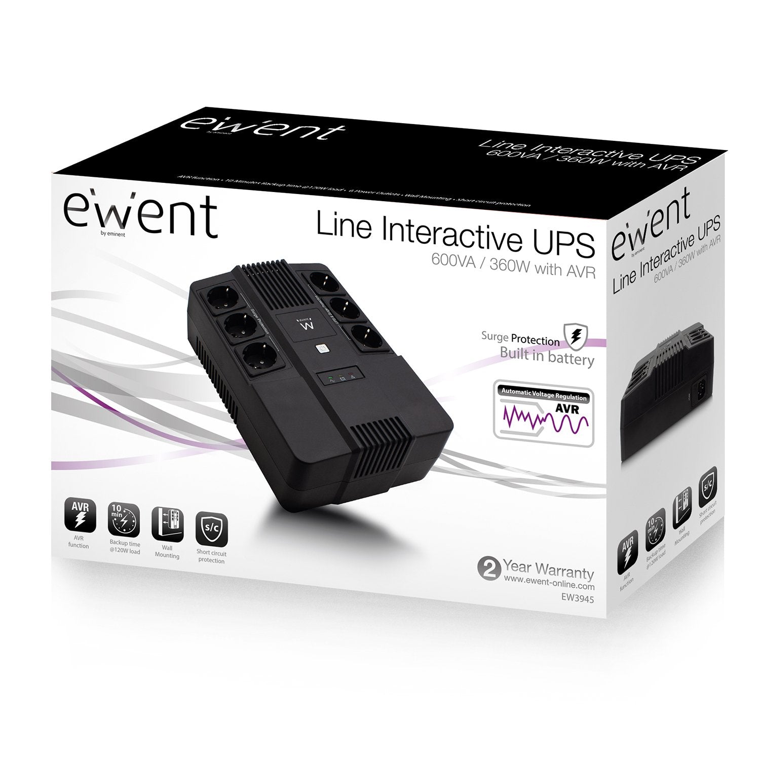 EAN 8054392614866 - Ewent EW3945 sistema de alimentación ininterrumpida (UPS) Línea interactiva 0,6 kVA 360 W 1 salidas AC imagen 5