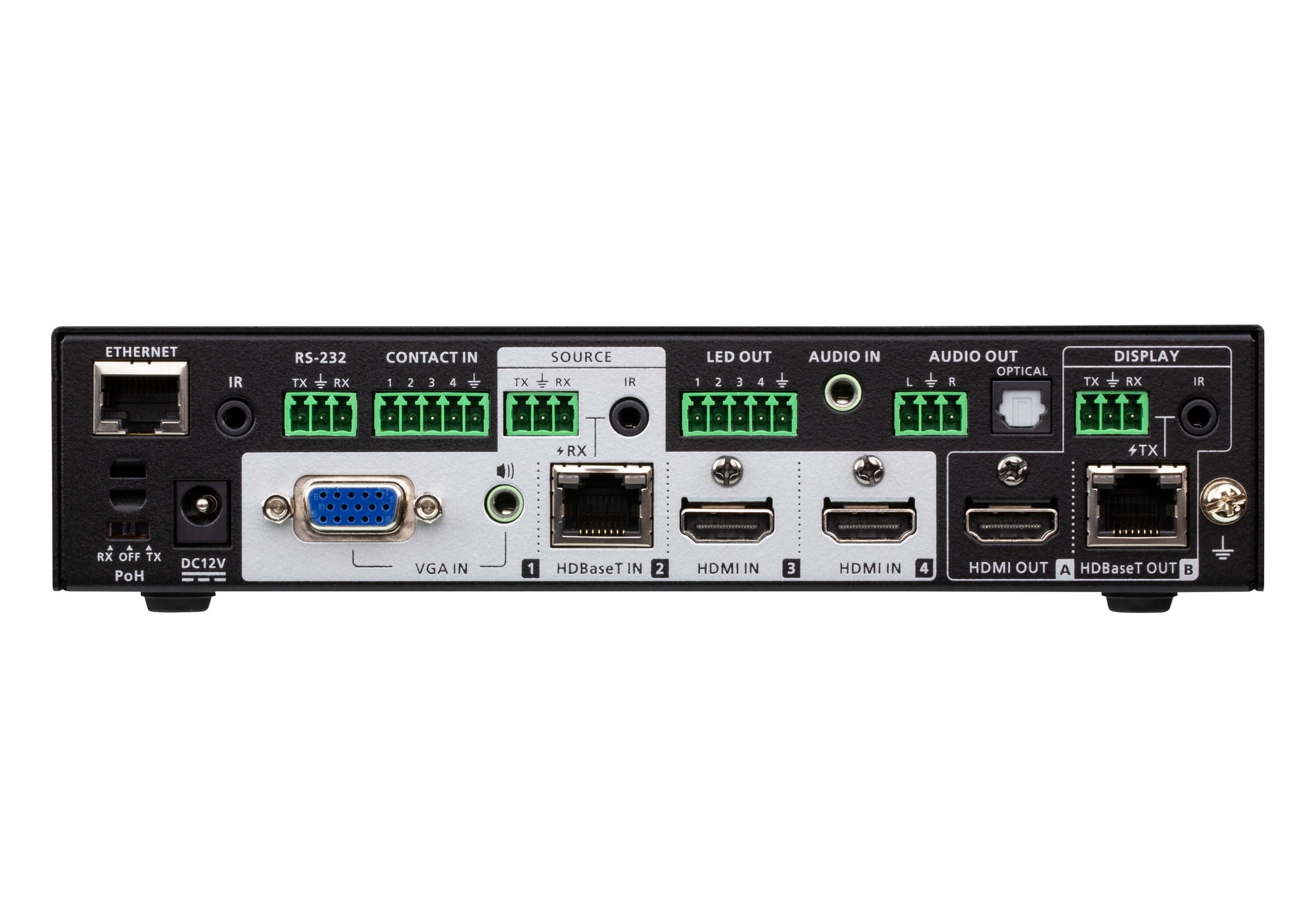 Aten Switch De Presentación True 4k 4 X 2 Con Escalador De Vídeo, Dsp Y Hdbaset-Lite