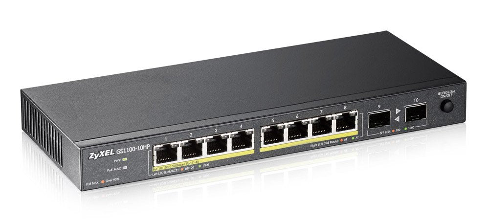 Zyxel Switch 10x Ge Gs1100-10hp V2 Poe+  Gs1100-10hp-Eu0102f