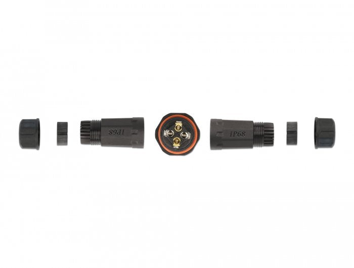 Delock Cableverbinder Für Aussenbereich 4 Pin, Ip68 Wasserdicht, Schraubbar, Cabledurchmesser 4,5 - 7,5 Mm Schwarz
