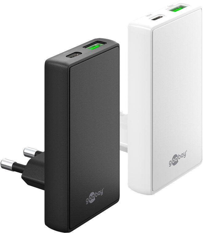 Goobay Usb-C Pd Gan Cargador Rápido Dual 90° Flat (45 W) Schwa