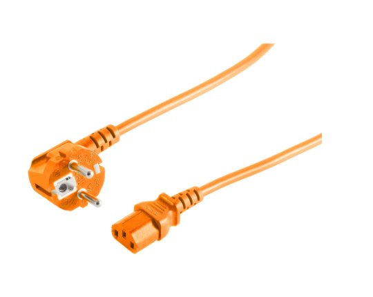 S-Impuls Cable De Alimentación Clavija Schuko 90 A Kaltgertebuchse Naranja 1,8m