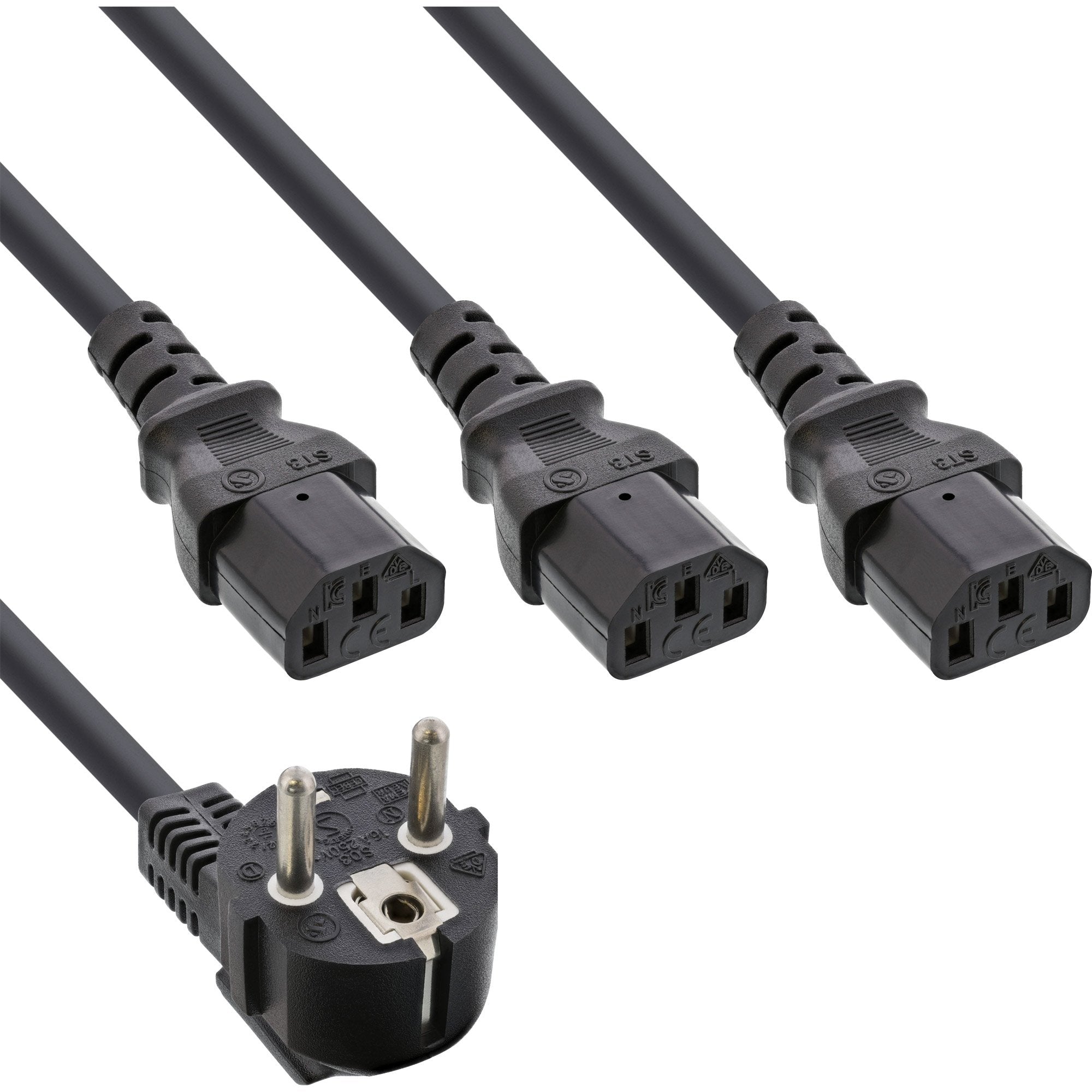 Cable De Alimentación Y Inline 1x Enchufe Tipo F A 3x Enchufe Iec Negro 5m